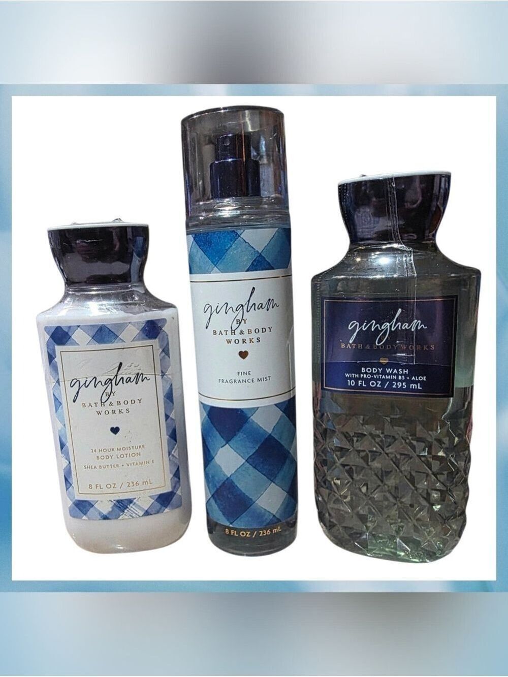 Gingham Blue Shower Gel, Body Lotion, & Fragrance Set By Bath & Body Works